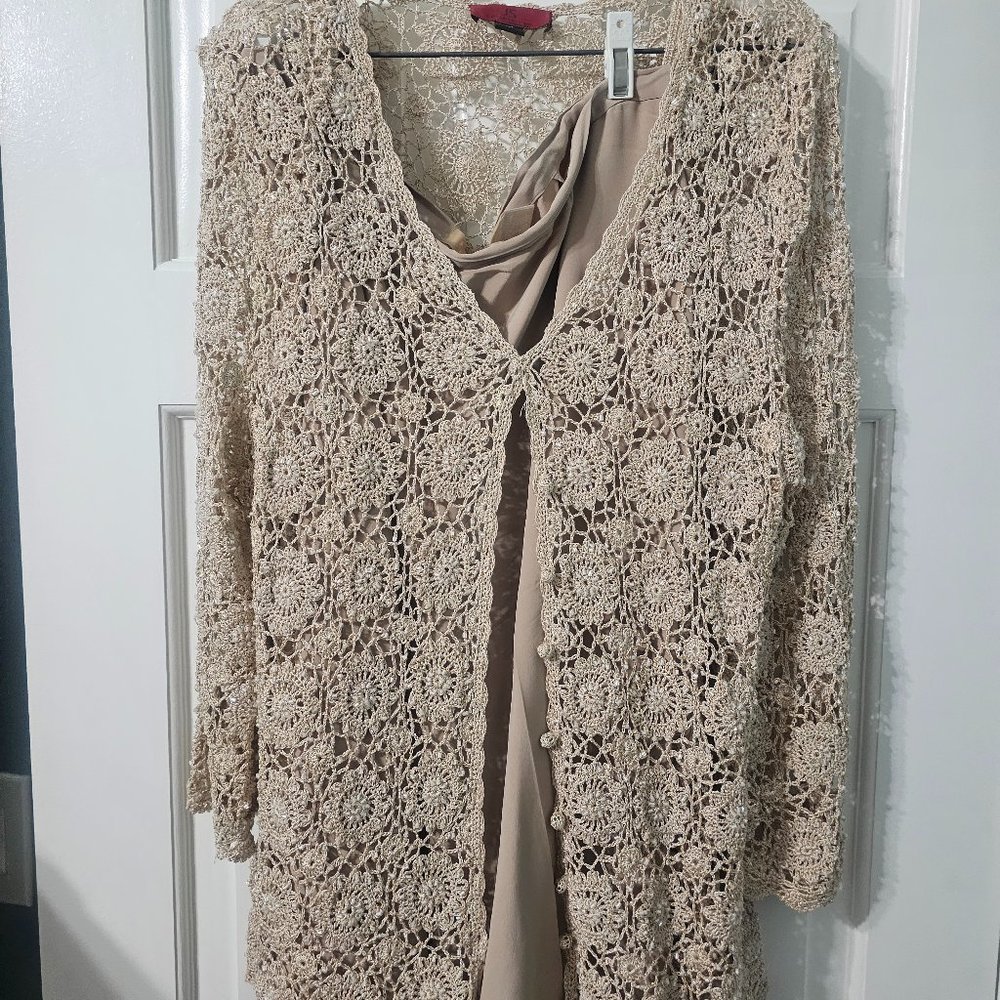 JS Collections Beaded Crochet Pant Suit